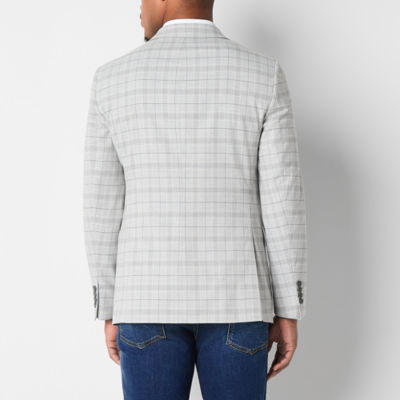 J. Ferrar Mens Plaid Classic Fit Sport Coat