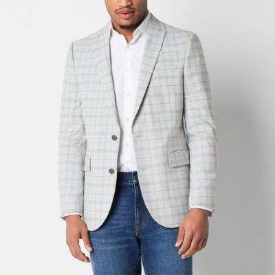 J. Ferrar Mens Plaid Classic Fit Sport Coat