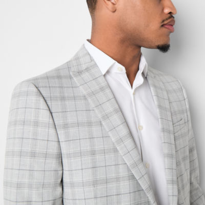 J. Ferrar Mens Plaid Classic Fit Sport Coat