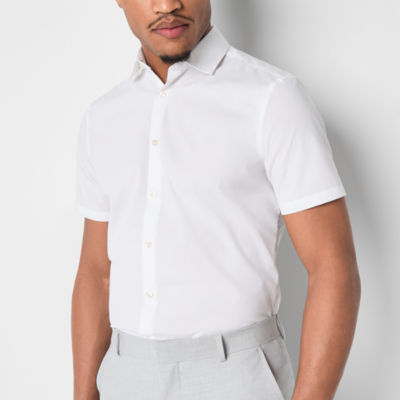 J. Ferrar Slim Mens Fit Short Sleeve Button-Down Shirt