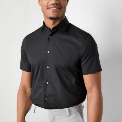 J. Ferrar Slim Mens Fit Short Sleeve Button-Down Shirt