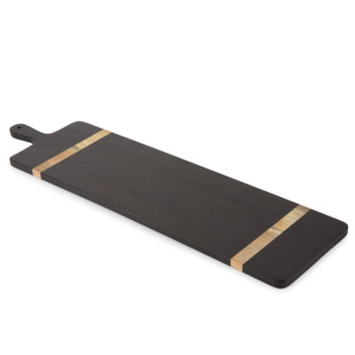 Linden Street Natural/Black 8x30 Wood Inlay Cheese Board