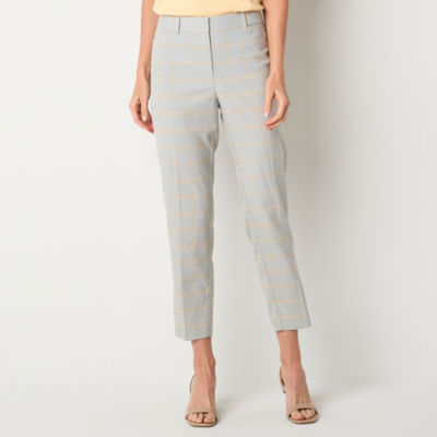 Liz Claiborne Emma Womens Mid Rise Straight Fit Ankle Pant, Color: Grey ...