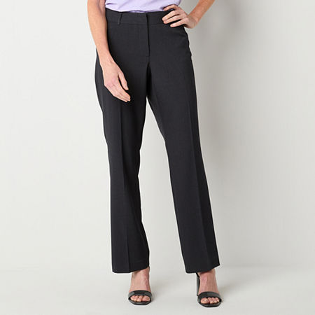 Liz Claiborne Adaptive Audra Tailored Womens Adaptive Easy-on + Easy-off Straight Mid Rise Trouser, 10, Gray