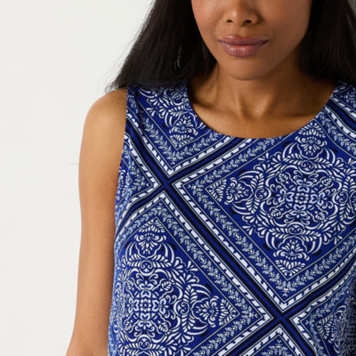 Liz Claiborne Womens Round Neck Sleeveless Shell