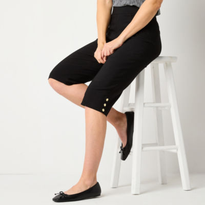 Liz Claiborne Alyssa Adaptive Womens Mid Rise Easy-on + Easy-off Seated Wear Capri Pants