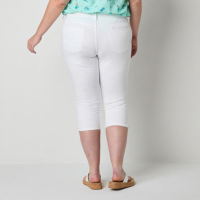 St. John's Bay Secretly Slender Denim Mid Rise Plus Capri Pants