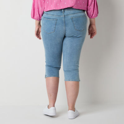 St. John's Bay Secretly Slender Denim Mid Rise Plus Capri Pants