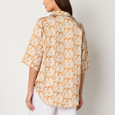 Worthington Womens 3/4 Sleeve Regular Fit Button-Down Shirt