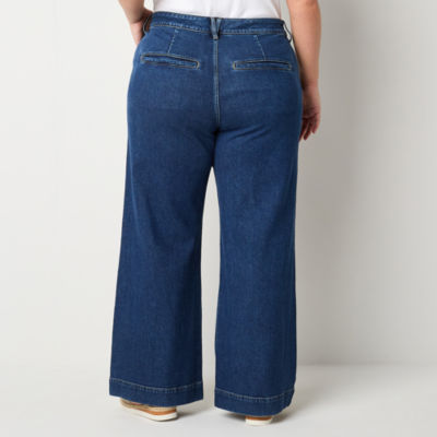 a.n.a Plus Womens High Rise Wide Leg Jean