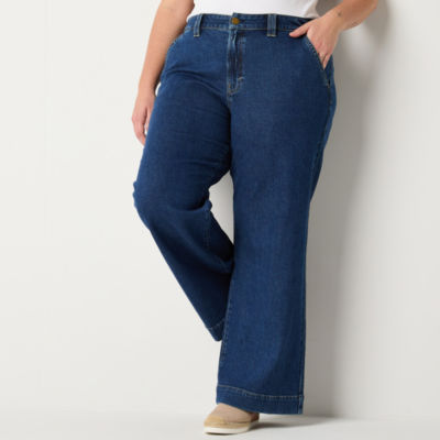 a.n.a Plus Womens High Rise Wide Leg Jean