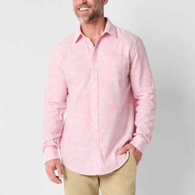 St. John's Bay Linen Mens Classic Fit Long Sleeve Button-Down Shirt