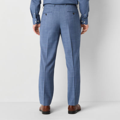 Stafford Mens Plaid Classic Fit Flat Front Suit Pants