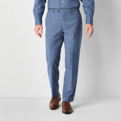 Stafford Mens Plaid Classic Fit Flat Front Suit Pant