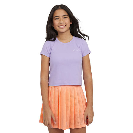 Champion Big Girls Crew Neck Short Sleeve T-Shirt, Small (7-8), Purple