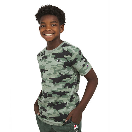 Champion Big Boys Crew Neck Short Sleeve Graphic T-Shirt, Medium (10-12), Green