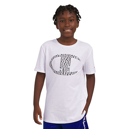 Champion Big Boys Crew Neck Short Sleeve Graphic T-Shirt, Medium (10-12), White