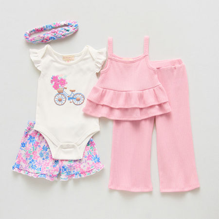 Btween Baby Girls 4-pc. Baby Clothing Set, 3-6 Months, Pink