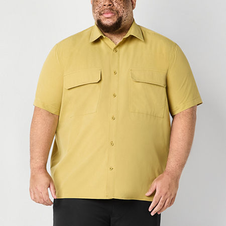 Stylus Mens Short Sleeve Classic Fit Big and Tall Button-Down Shirt, 4x-large Tall, Yellow