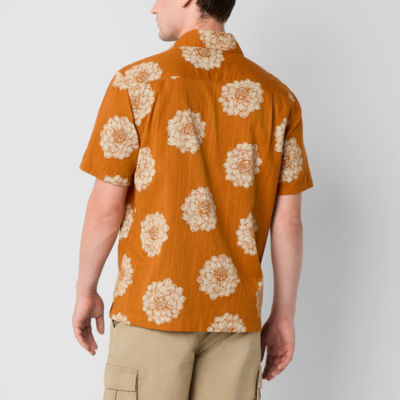 mutual weave Mens Short Sleeve Camp Shirt