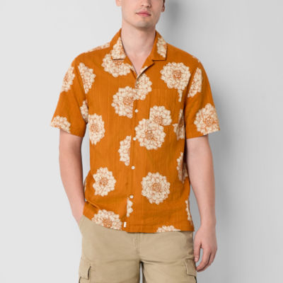 mutual weave Mens Short Sleeve Camp Shirt