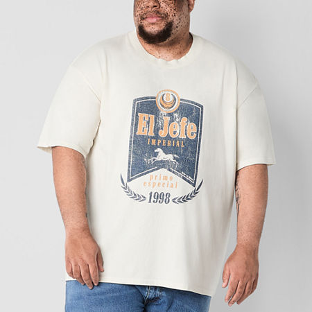 Arizona Big and Tall Mens Crew Neck Short Sleeve Classic Fit Graphic T-Shirt, 2x-large, White