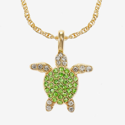 Monet Jewelry Womens Green Glass 17 Inch Pendant Necklace