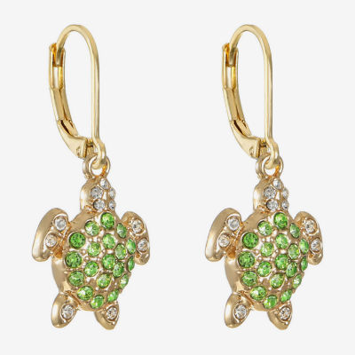 Monet Jewelry Womens Green Glass Drop Earrings