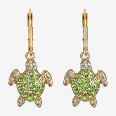 Monet Jewelry Womens Green Glass Drop Earrings