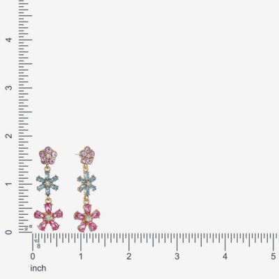 Monet Jewelry Womens Multi Color Glass Flower Hypoallergenic Drop Earrings