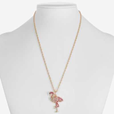 Monet Jewelry Womens Pink Glass 17 Inch Pendant Necklace