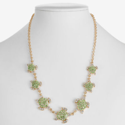 Monet Jewelry Womens Green 17 Inch Collar Necklace