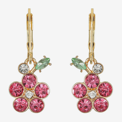 Monet Jewelry Womens Multi Color Glass Flower Drop Earrings