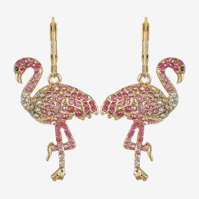 Monet Jewelry Womens Pink Glass Drop Earrings