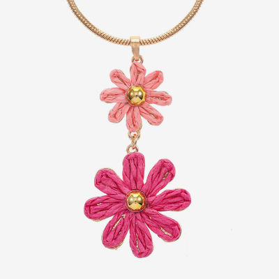 Liz Claiborne Womens Flower 17 Inch Pendant Necklace