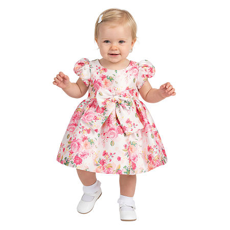 Bonnie Jean Baby Girls Short Sleeve A-Line Dress, 12 Months, Pink