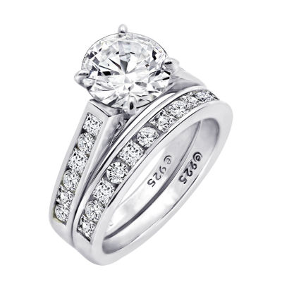 Womens 3 1/4 CT. T.W. Cubic Zirconia Sterling Silver Round Bridal Set
