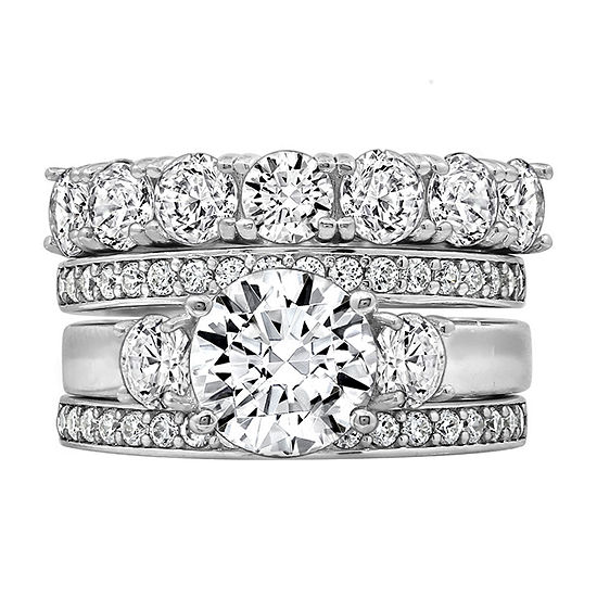 Womens 5 1/4 CT. T.W. Cubic Zirconia Sterling Silver Round Bridal Set