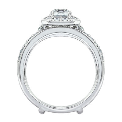 Womens 1 7/8 CT. T.W. Cubic Zirconia Sterling Silver Square Bridal Set