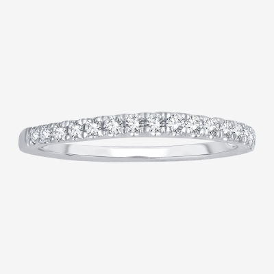 Womens 1/4 CT. T.W. Natural White Diamond 10K White Gold Wedding Band