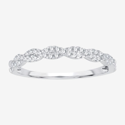 Signature By Modern Bride Womens 1/5 CT. Natural White Diamond 10K White Gold Anniversary Wedding Band