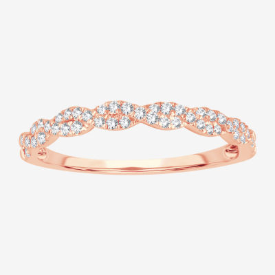 Signature By Modern Bride Womens 1/5 CT. Natural White Diamond 10K Rose Gold Wedding Band