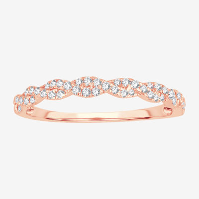 Womens 1/5 CT. Natural White Diamond 10K Rose Gold Wedding Band