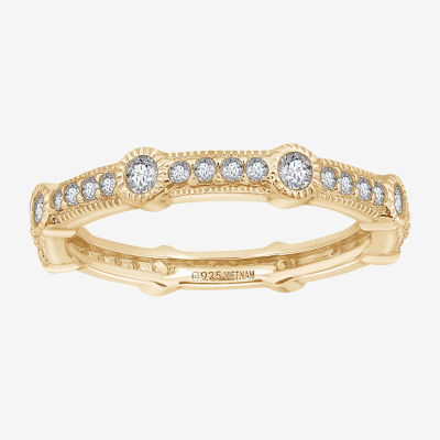 Cubic Zirconia Sterling Silver Round Band