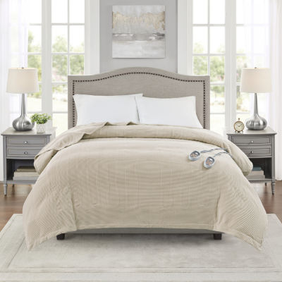 Beautyrest® Heated Ribbed Microfleece Electric Blanket-20 Heat Settings  10hr Auto off