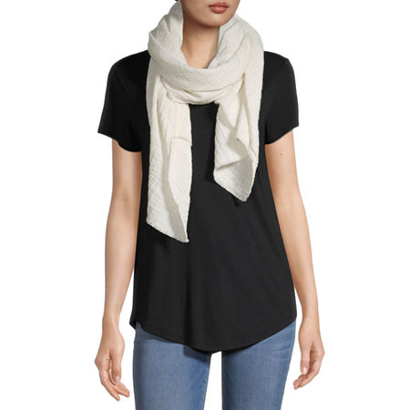 a.n.a Textured Oblong Scarf, One Size , White