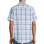 St. John's Bay Performance Mens Classic Fit Short Sleeve Grid Button-Down Shirt
