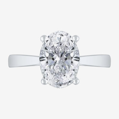 (H-I / SI2) Womens 3 CT. Lab-Grown White Diamond in 14K Gold Oval Solitaire Engagement Ring