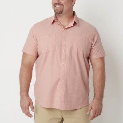 mutual weave Mens Easy-on + Easy-off Short Sleeve Classic Fit Big and Tall Button-Down Shirt