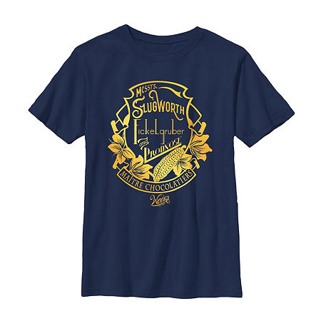 Little & Big Boys Crew Neck Short Sleeve Willy Wonka Graphic T-Shirt, Small, Blue